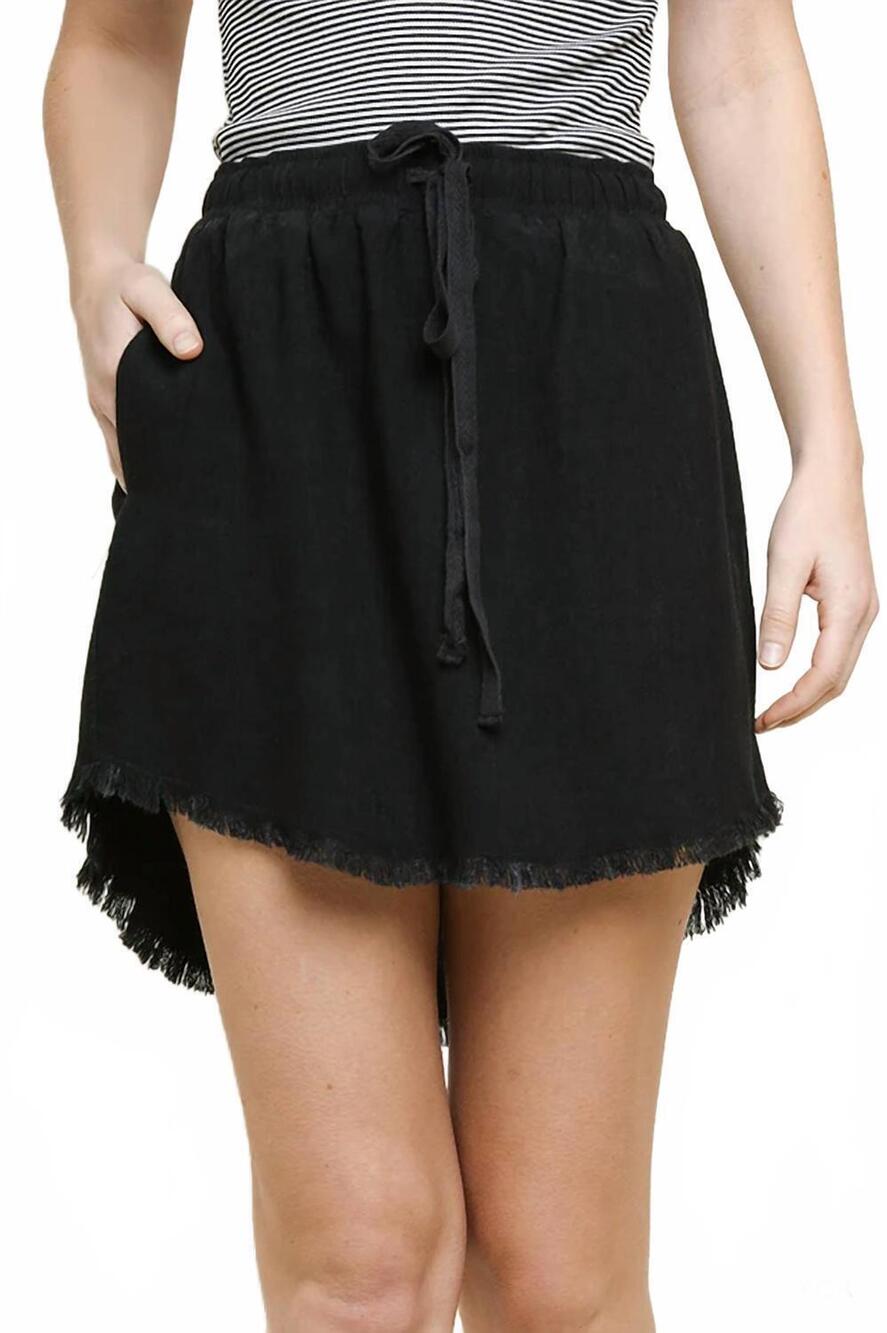 NEW UMGEE adela hi low fringe hem skirt in black